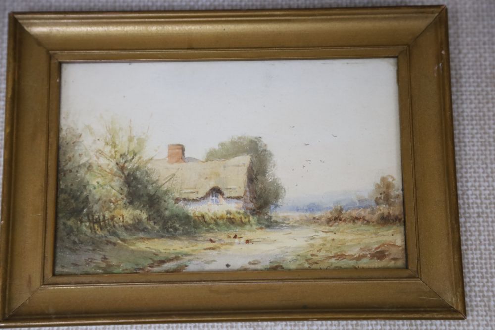 L. Goodwin, pair of watercolours, Landscapes with thatched cottages, one signed, 12 x 18cm